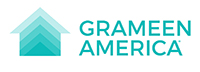 Grameen stacked on top of America with illustration of a house to the left