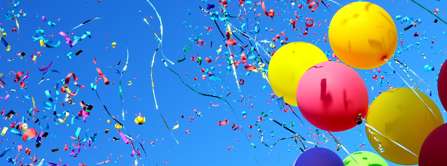 Confetti and balloons