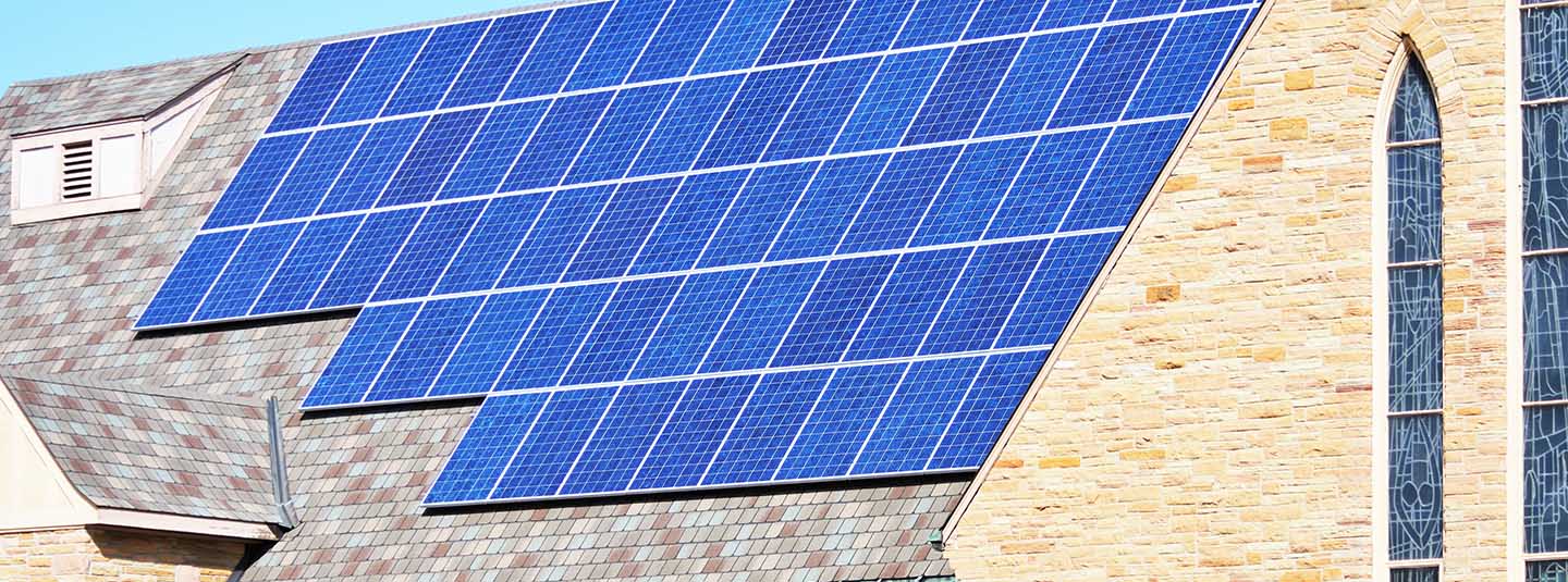Solar panels on church roof