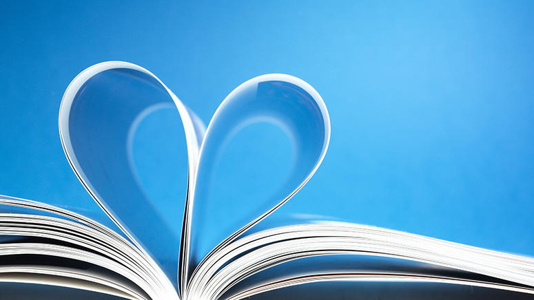 Heart made of book pages